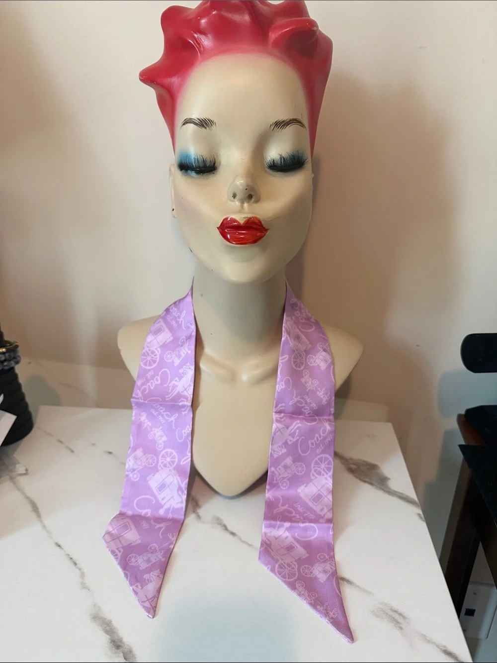 NWT Coach Lilac Signature Reversable Silk Scarf Tie